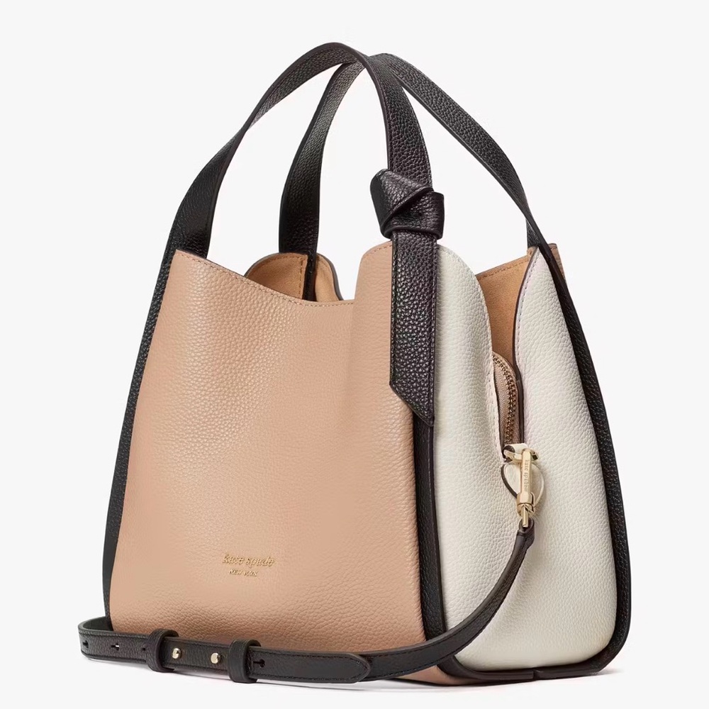 kate spade Pebble Leather Crossbody Tote in Blush, Ivory & Dark Brown